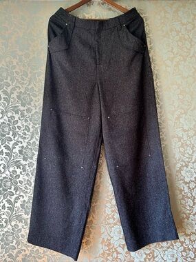 JOELLE Collection Black Speckled Wide-Leg Laurent Pants Size Medium